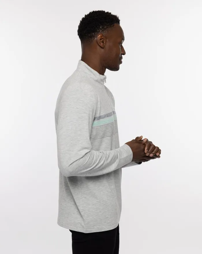 Men Quarter Zips TravisMathew TWIST OF LIME QUARTER ZIP Heather Light Grey