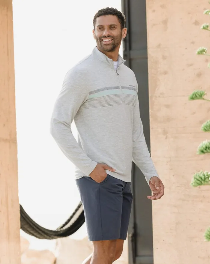 Men Quarter Zips TravisMathew TWIST OF LIME QUARTER ZIP Heather Light Grey