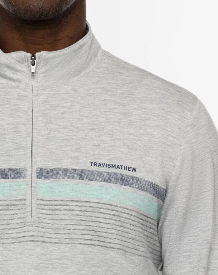 Men Quarter Zips TravisMathew TWIST OF LIME QUARTER ZIP Heather Light Grey