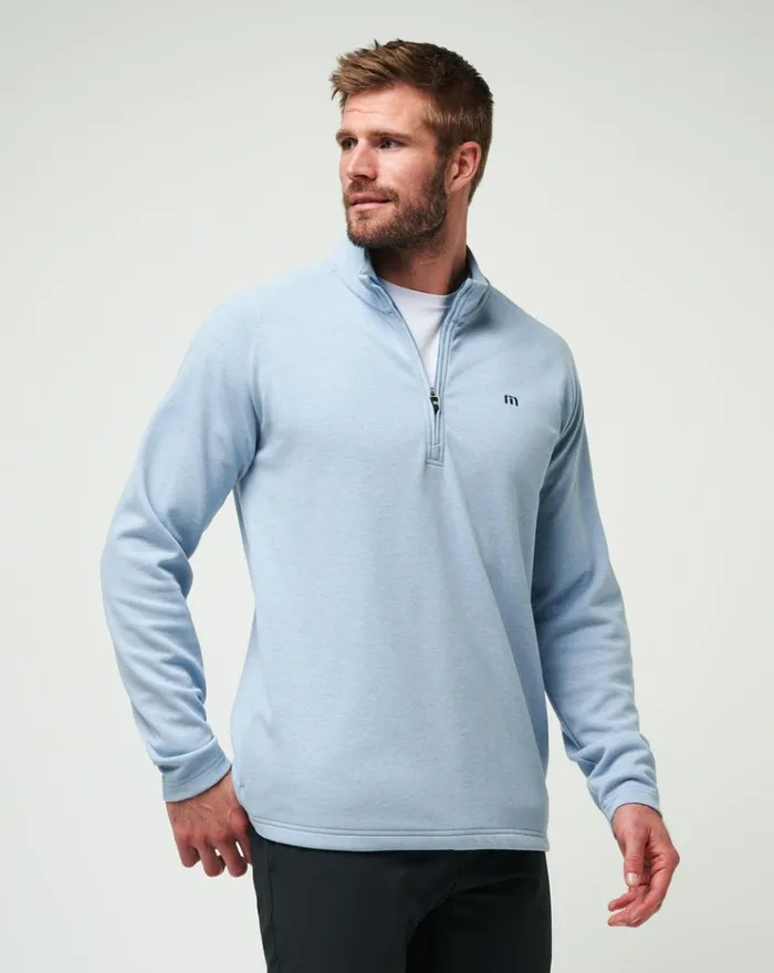 Men Quarter Zips TravisMathew UPGRADED QUARTER ZIP Light Blue