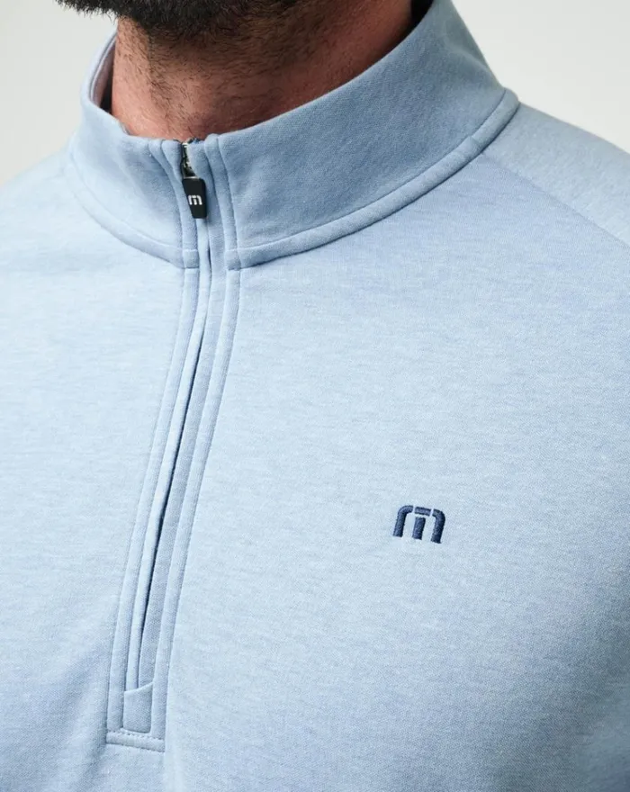 Men Quarter Zips TravisMathew UPGRADED QUARTER ZIP Light Blue