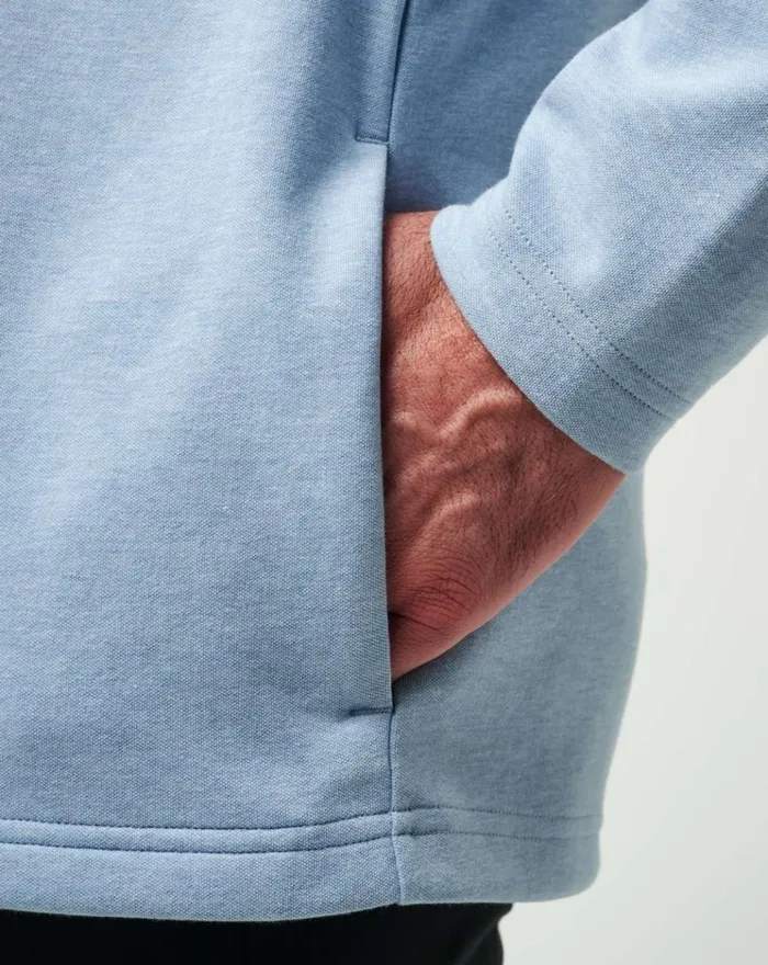 Men Quarter Zips TravisMathew UPGRADED QUARTER ZIP Light Blue