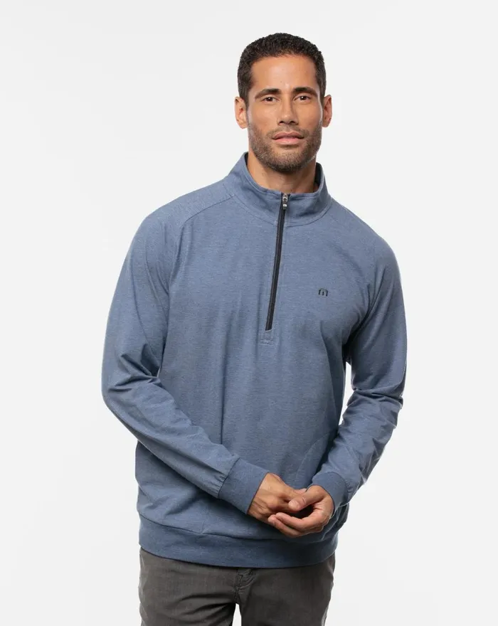 Men Quarter Zips TravisMathew ZACHARY QUARTER ZIP Heather Light Blue