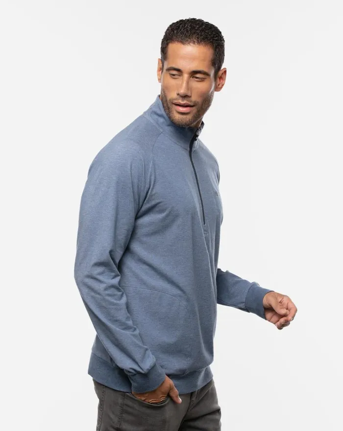 Men Quarter Zips TravisMathew ZACHARY QUARTER ZIP Heather Light Blue