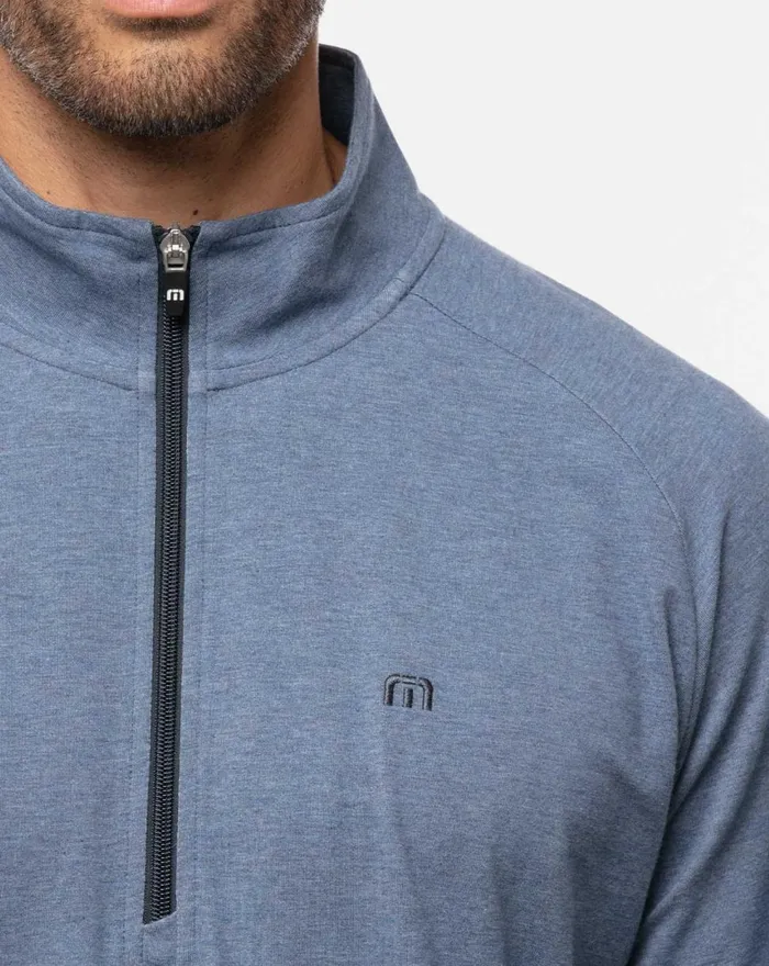 Men Quarter Zips TravisMathew ZACHARY QUARTER ZIP Heather Light Blue