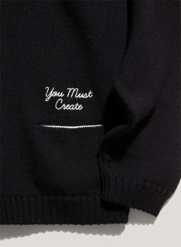 Mens Knitwear YMC Archie Merino Wool Cardigan Black