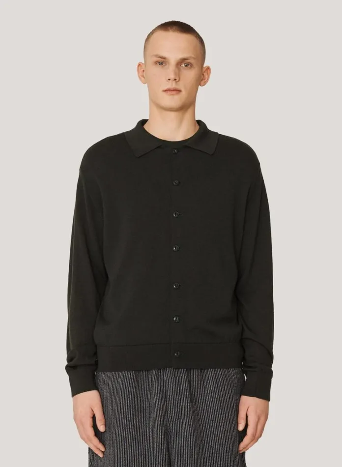 Mens Knitwear YMC Ratpack Merino Wool Cardigan Green