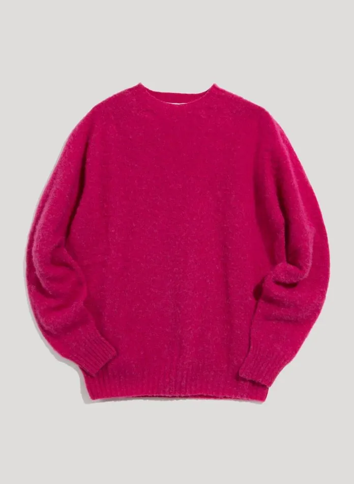 Mens Knitwear YMC Suedehead Crew Neck Jumper Pink