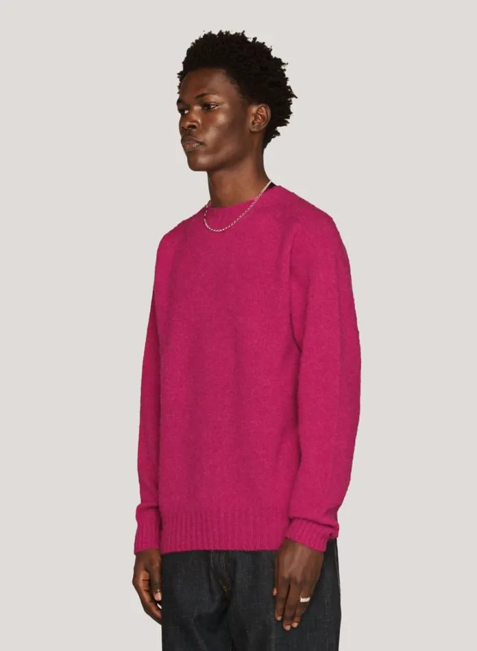 Mens Knitwear YMC Suedehead Crew Neck Jumper Pink
