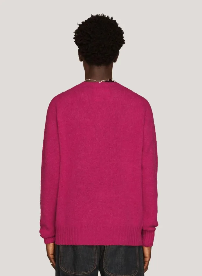 Mens Knitwear YMC Suedehead Crew Neck Jumper Pink