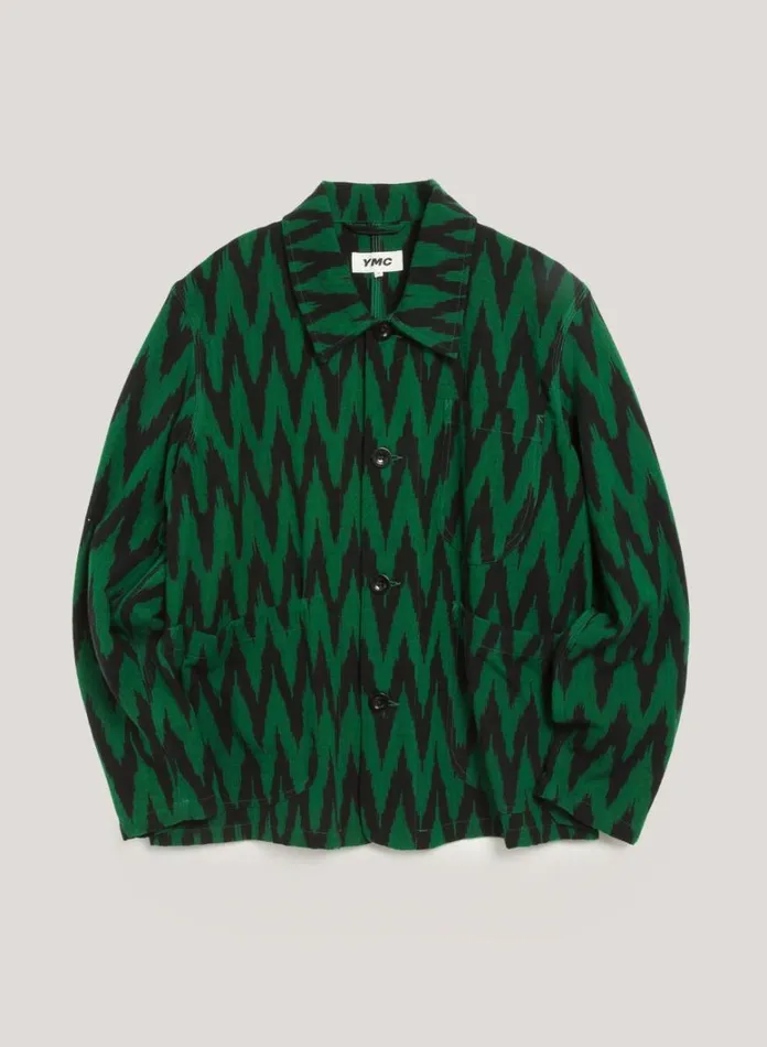 Mens Outerwear YMC Labour Chore Jacket Green Multi