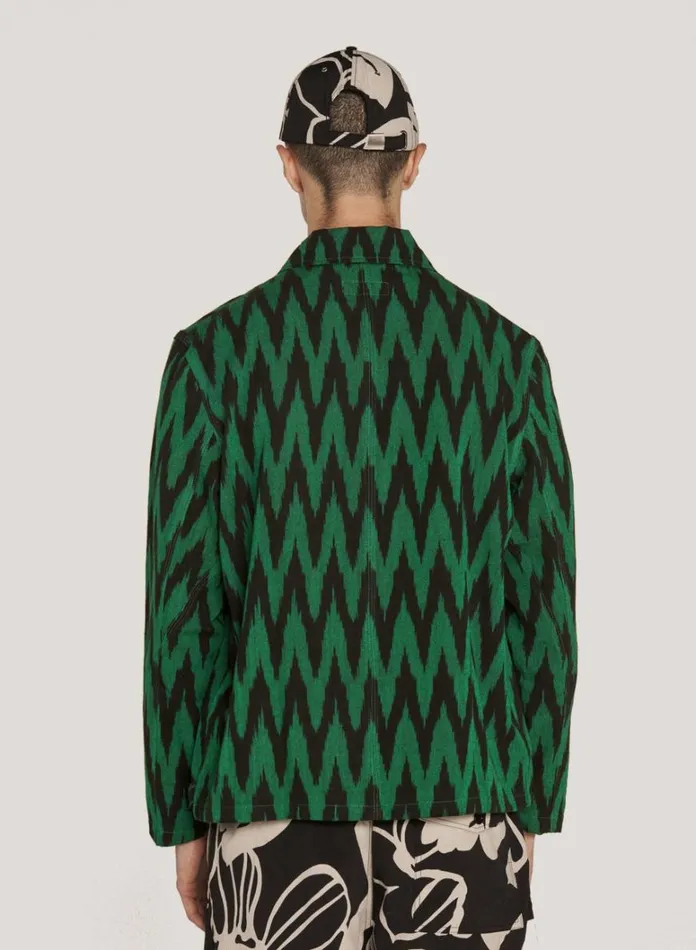 Mens Outerwear YMC Labour Chore Jacket Green Multi
