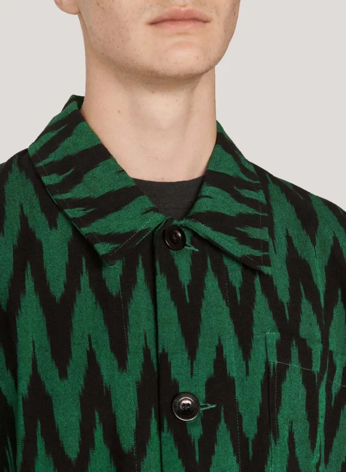 Mens Outerwear YMC Labour Chore Jacket Green Multi