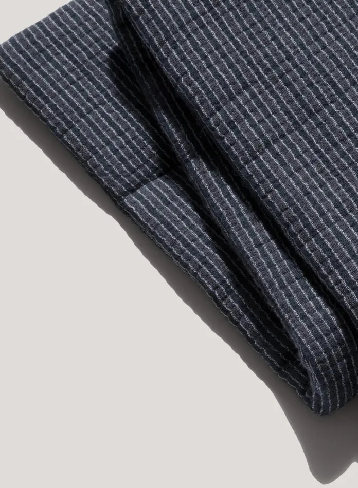 Mens Scarves YMC Textured Stripe Slot Scarf Blue