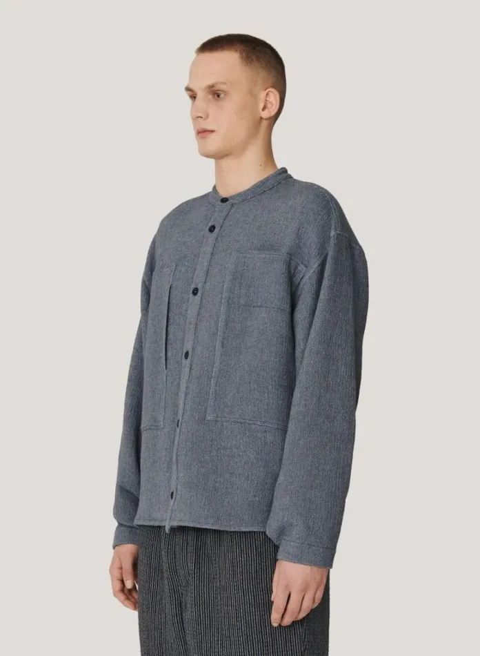 Mens Shirts YMC Hawkeye Brushed Overshirt Blue
