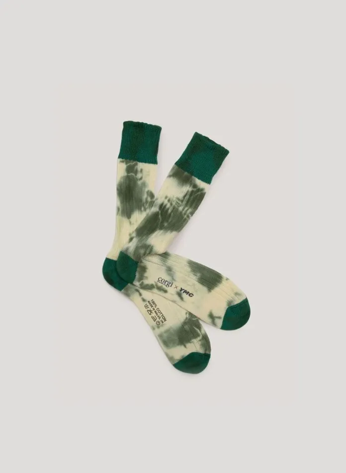 Mens Socks YMC Tie Dye Sock Green