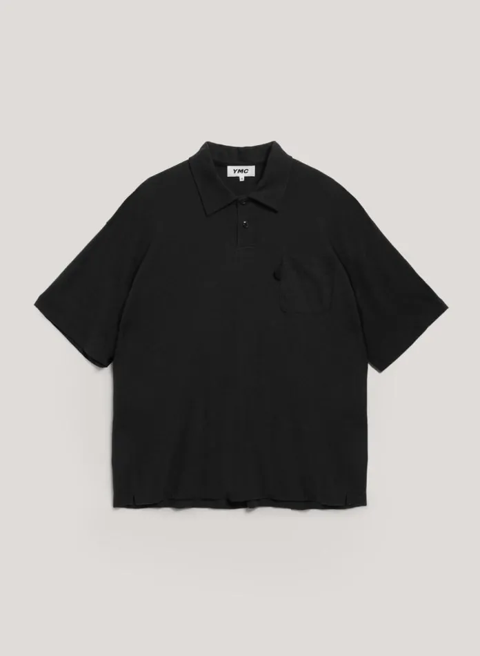 Mens TShirts YMC Ivy Polo T Shirt Black
