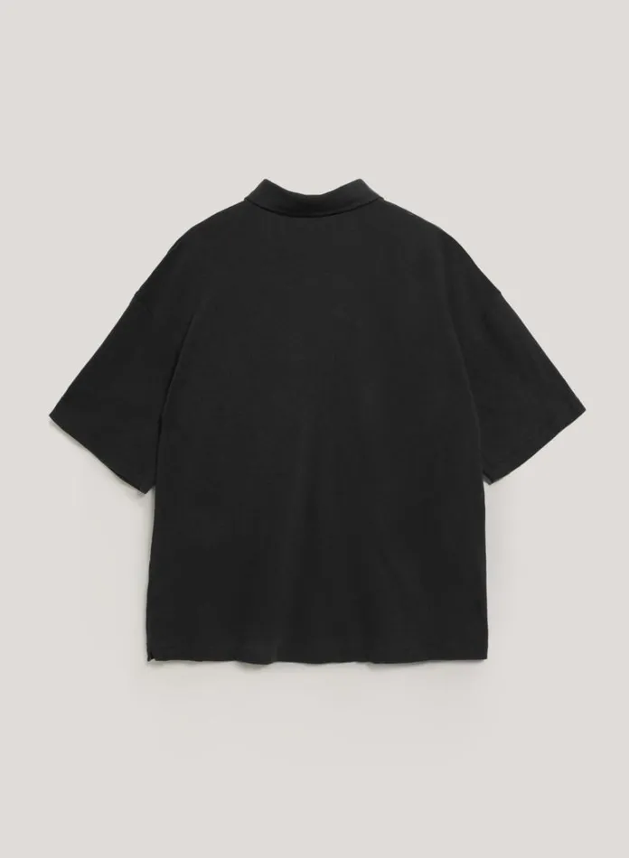 Mens TShirts YMC Ivy Polo T Shirt Black