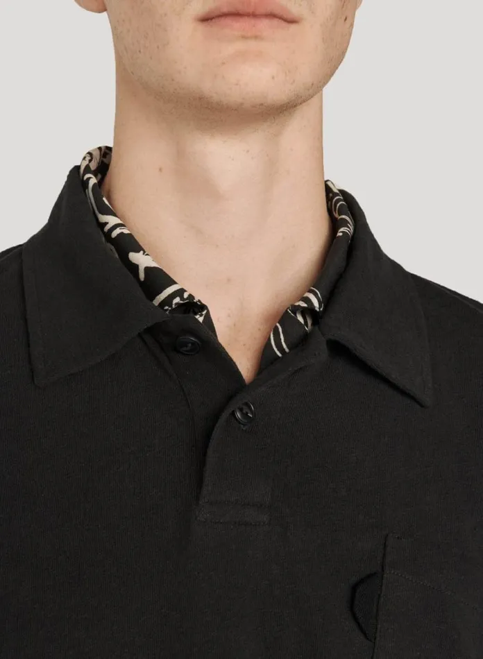 Mens TShirts YMC Ivy Polo T Shirt Black
