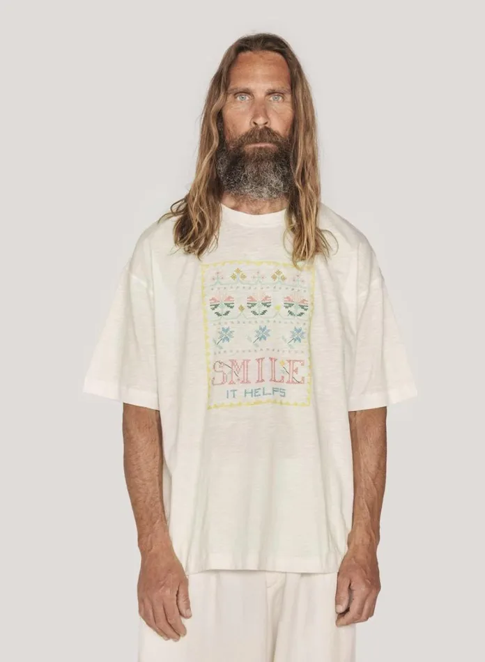 Mens TShirts YMC Smile T Shirt White