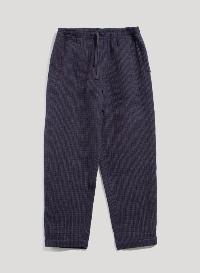 Mens Trousers YMC Alva Textured Stripe Skate Trouser Blue Multi