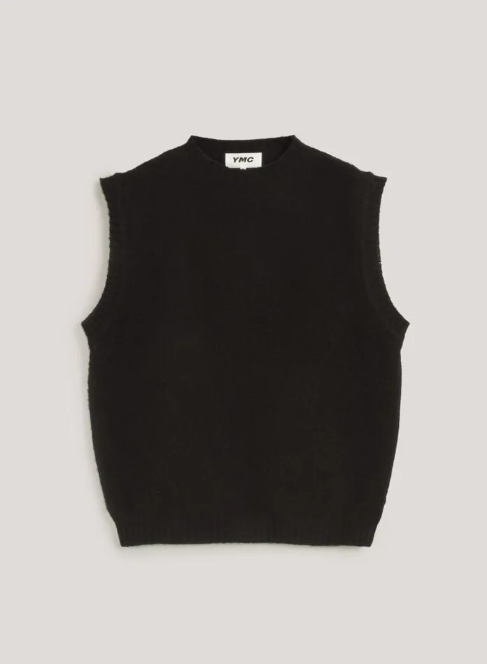 MensWomens Knitwear YMC Crew Neck Vest Black