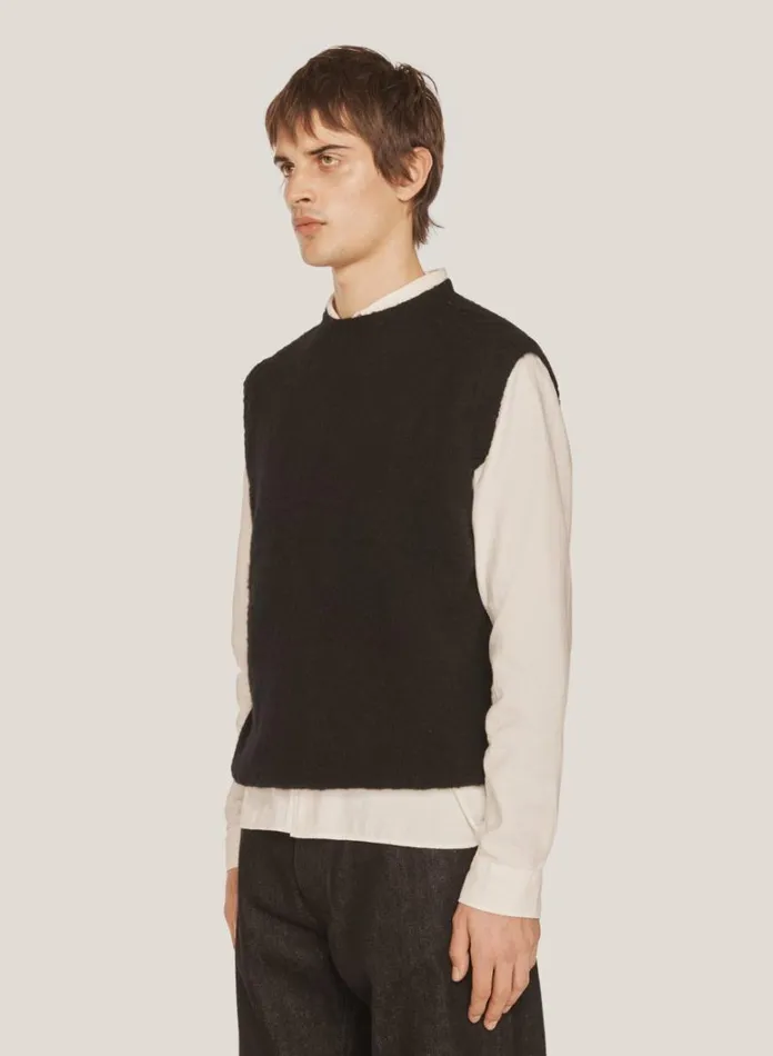 MensWomens Knitwear YMC Crew Neck Vest Black
