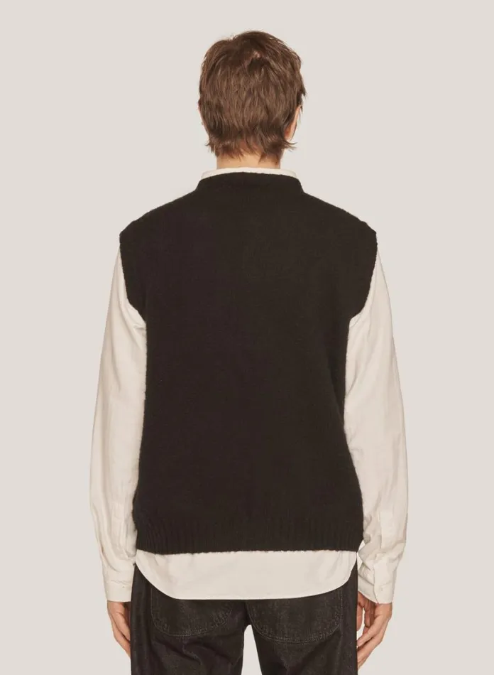 MensWomens Knitwear YMC Crew Neck Vest Black