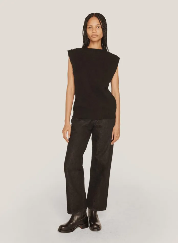 MensWomens Knitwear YMC Crew Neck Vest Black