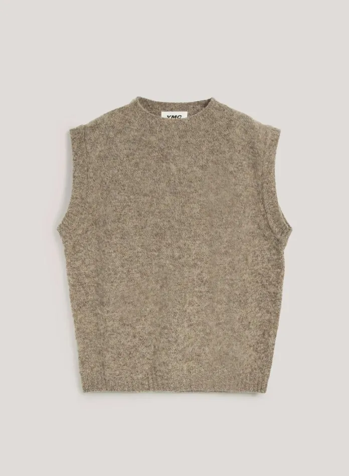 MensWomens Knitwear YMC Crew Neck Vest Natural