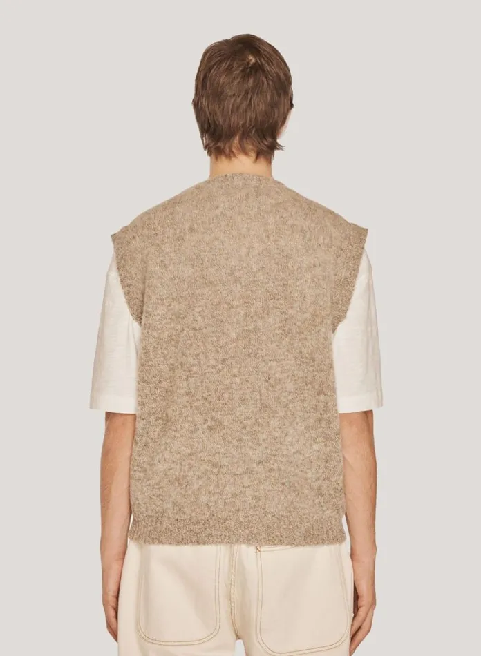 MensWomens Knitwear YMC Crew Neck Vest Natural