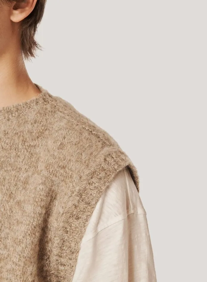 MensWomens Knitwear YMC Crew Neck Vest Natural