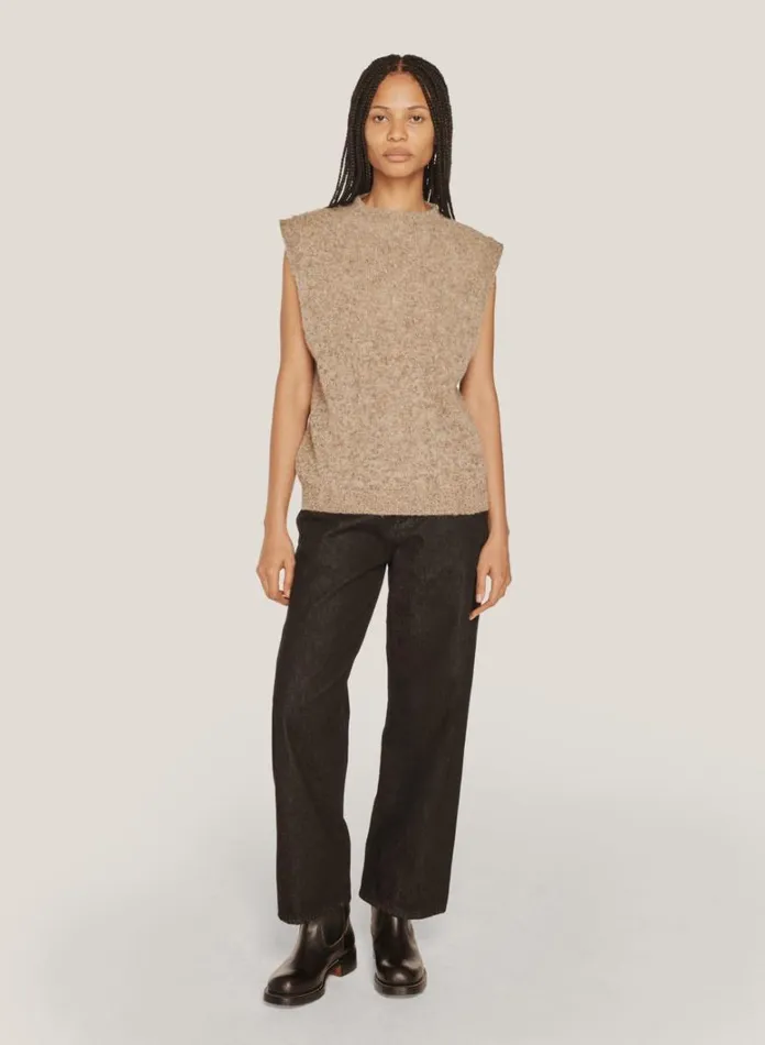 MensWomens Knitwear YMC Crew Neck Vest Natural
