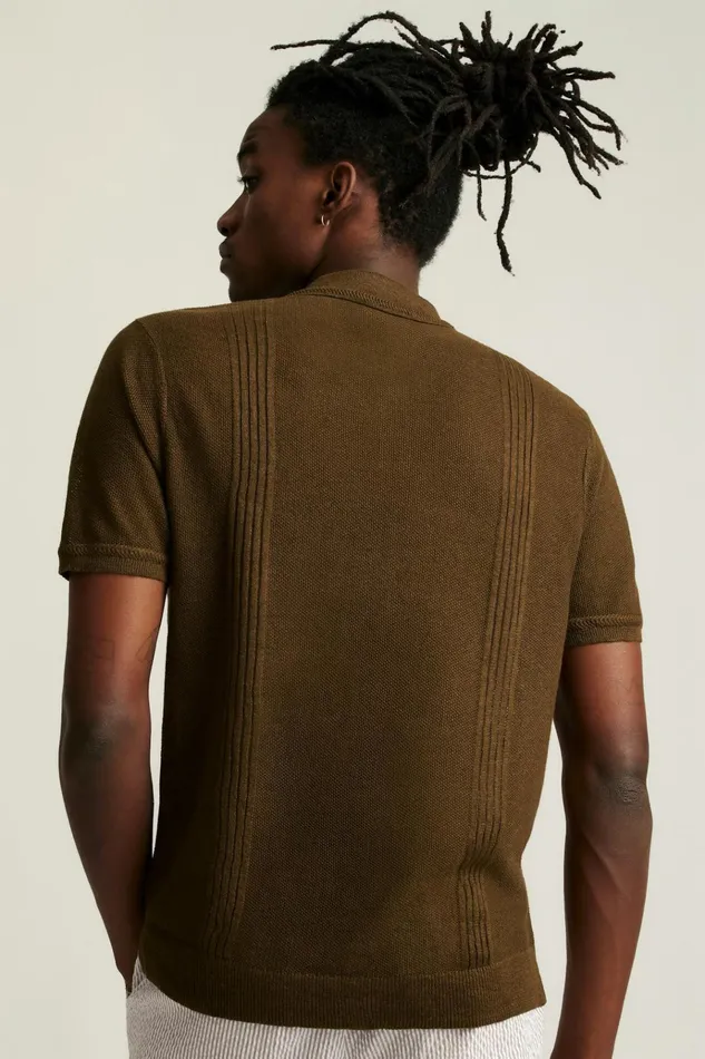 Men Seasonal Sweaters Bonobos Hudson Italian Sweater Polo Coffee Linen