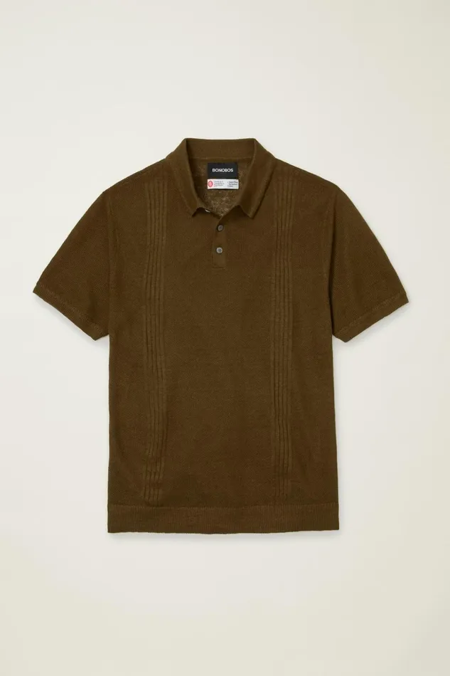 Men Seasonal Sweaters Bonobos Hudson Italian Sweater Polo Coffee Linen