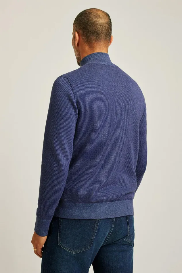 Men Seasonal Sweaters Bonobos Washable Cotton Cashmere HalfZip Captains Blue