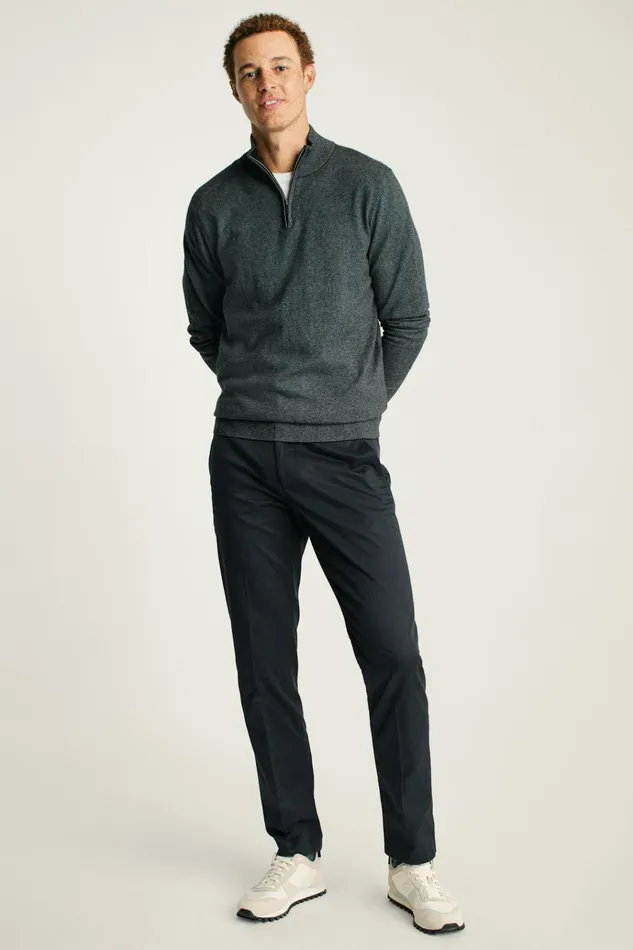 Men Seasonal Sweaters Bonobos Washable Cotton Cashmere HalfZip Charcoal Grey
