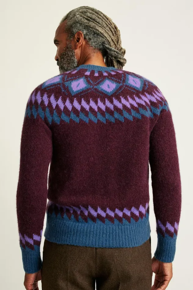 Men Seasonal Sweaters Bonobos Wool Alpaca Crew Neck Sweater Loganberry Fair Isle