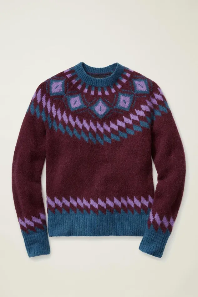 Men Seasonal Sweaters Bonobos Wool Alpaca Crew Neck Sweater Loganberry Fair Isle