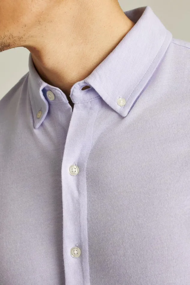 Men Short Sleeve Shirts Bonobos Jersey Riviera Shirt Soft Lilac Feeder Stripe