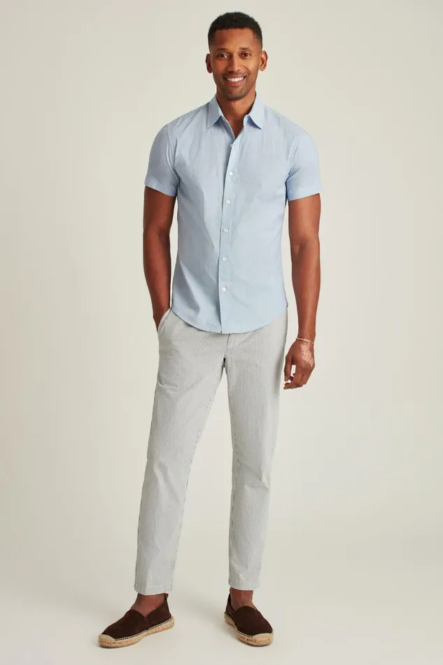 Men Short Sleeve Shirts Bonobos Riviera Short Sleeve Shirt River Blue End On End Men Short Sleeve Shirts Bonobos Riviera Short Sleeve Shirt River Blue End On End