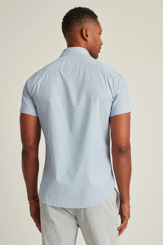 Men Short Sleeve Shirts Bonobos Riviera Short Sleeve Shirt River Blue End On End