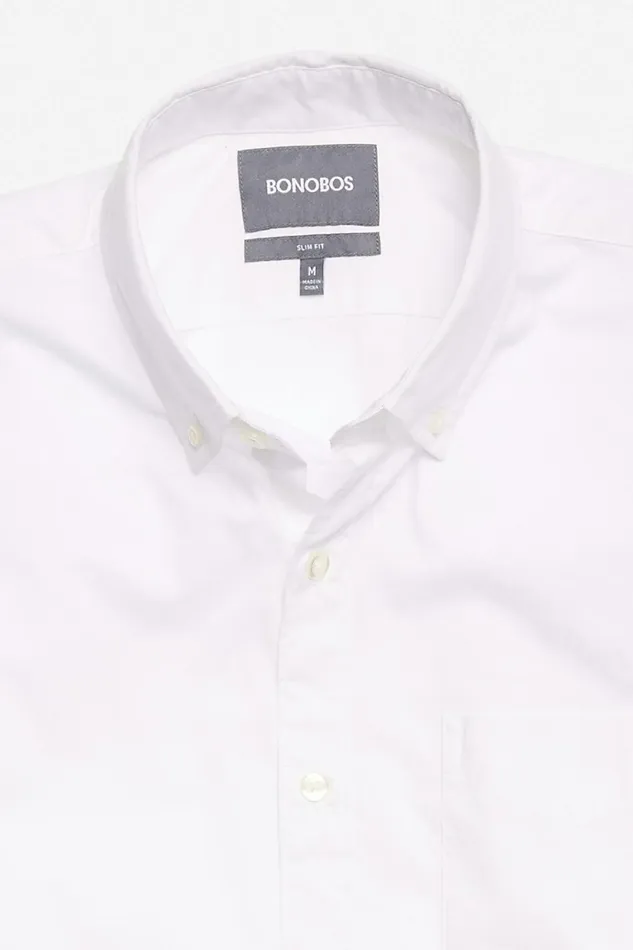 Men Short Sleeve Shirts Bonobos Riviera Short Sleeve Shirt Solid White