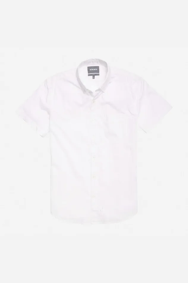 Men Short Sleeve Shirts Bonobos Riviera Short Sleeve Shirt Solid White