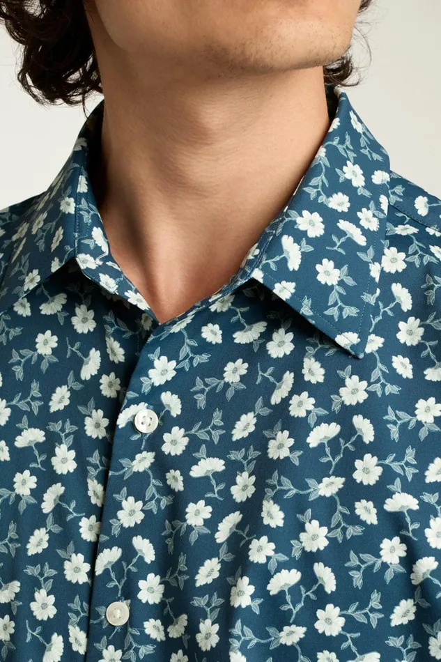Men Short Sleeve Shirts Bonobos Tech Short Sleeve Shirt Blue Floral Branch