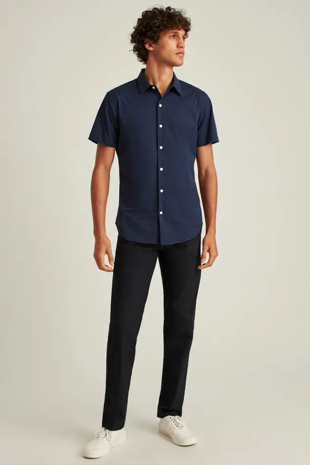 Men Short Sleeve Shirts Bonobos Tech Short Sleeve Shirt Navy