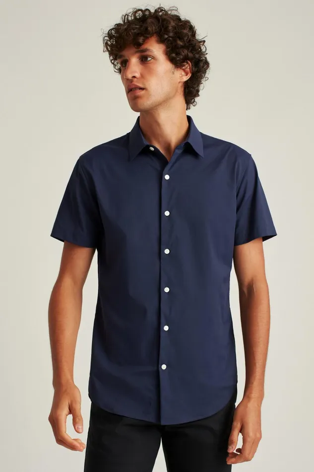 Men Short Sleeve Shirts Bonobos Tech Short Sleeve Shirt Navy