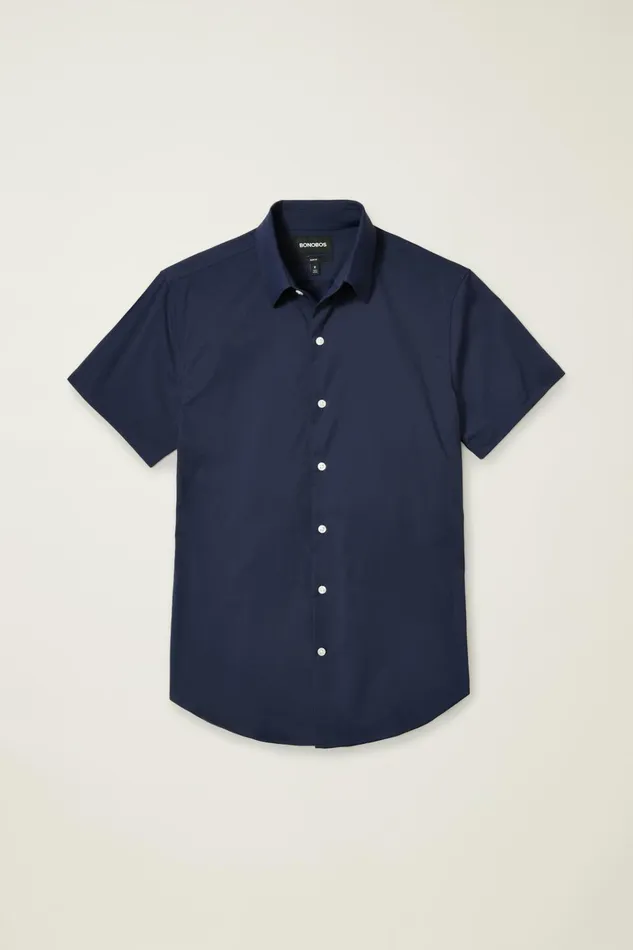 Men Short Sleeve Shirts Bonobos Tech Short Sleeve Shirt Navy