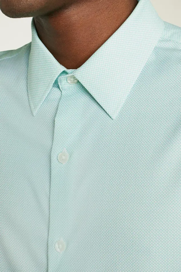 Men Short Sleeve Shirts Bonobos Tech Short Sleeve Shirt Pale Green Micro Geo