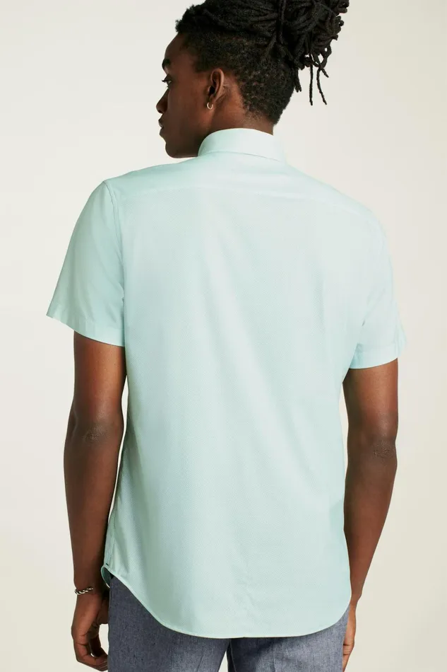Men Short Sleeve Shirts Bonobos Tech Short Sleeve Shirt Pale Green Micro Geo